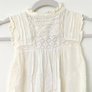 Anthropologie Lace Collared Key Hole Baco Cream Tank Size 0